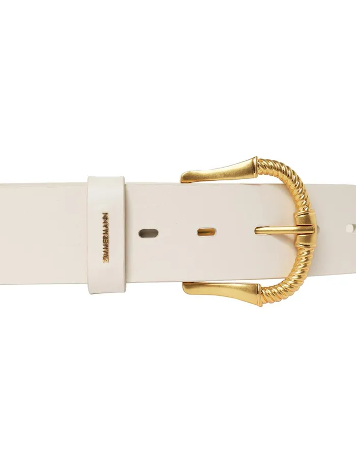 Women Belts Zimmermann Twisted Buckle Leather Belt 40 Macadamia