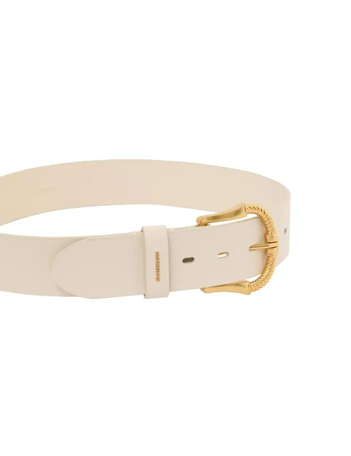 Women Belts Zimmermann Twisted Buckle Leather Belt 40 Macadamia