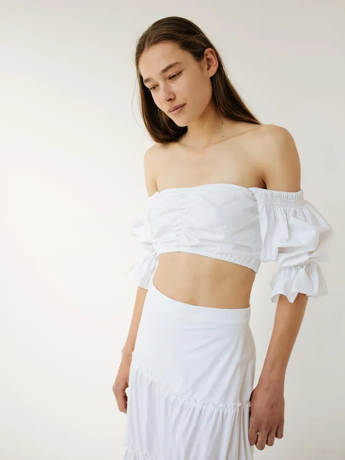 Women Blair Off Shoulder Top White The UNDONE Tops Women Blair Off Shoulder Top White The UNDONE Tops