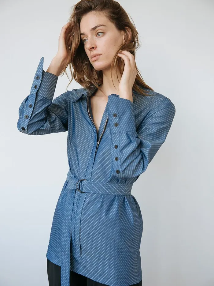 Women Bound Shirt Blue Stripe The UNDONE Tops