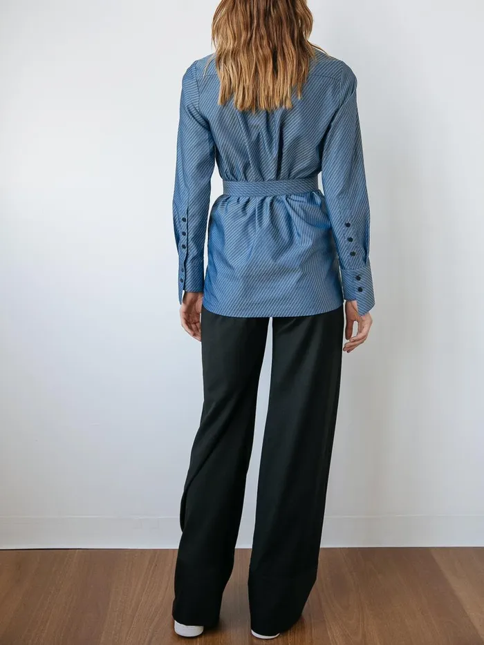 Women Bound Shirt Blue Stripe The UNDONE Tops