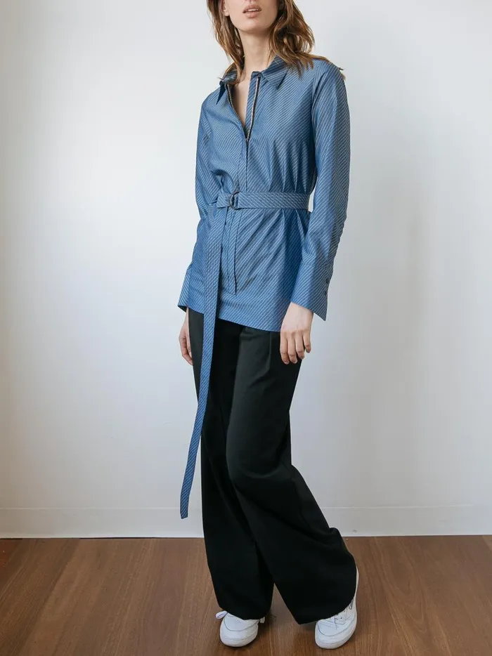 Women Bound Shirt Blue Stripe The UNDONE Tops
