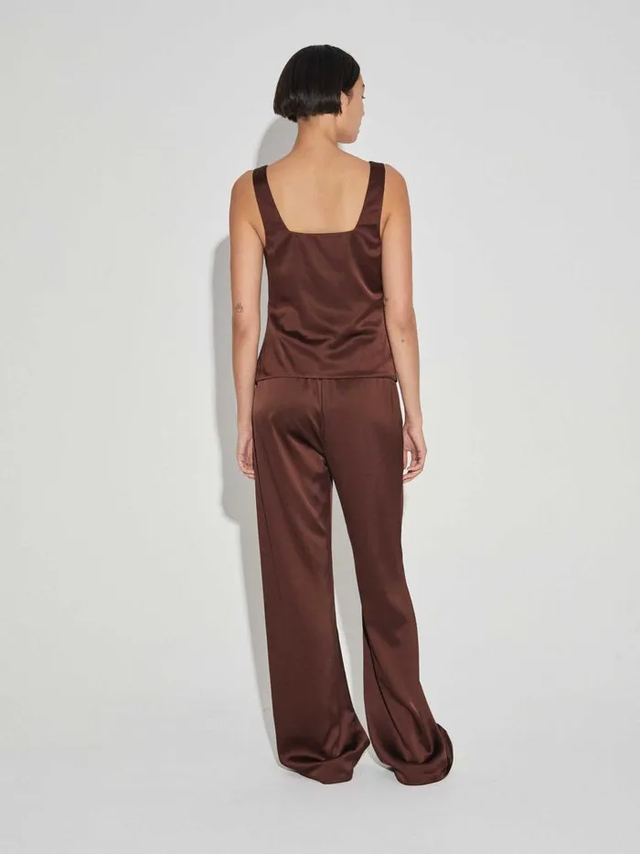 Women Button Down Vest Chocolate The UNDONE Tops