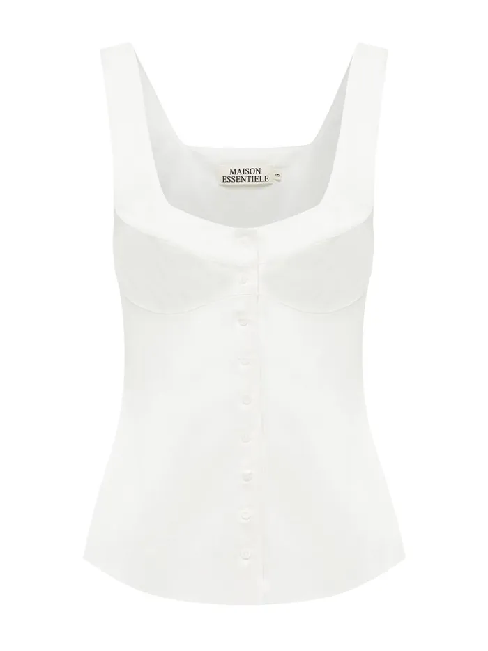Women Button Down Vest Optic White The UNDONE Tops