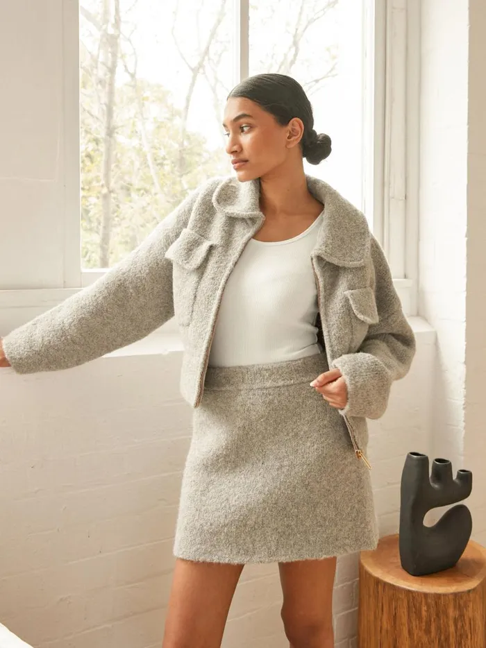 Women Chloe Boucle Skirt Chalk The UNDONE Skirts