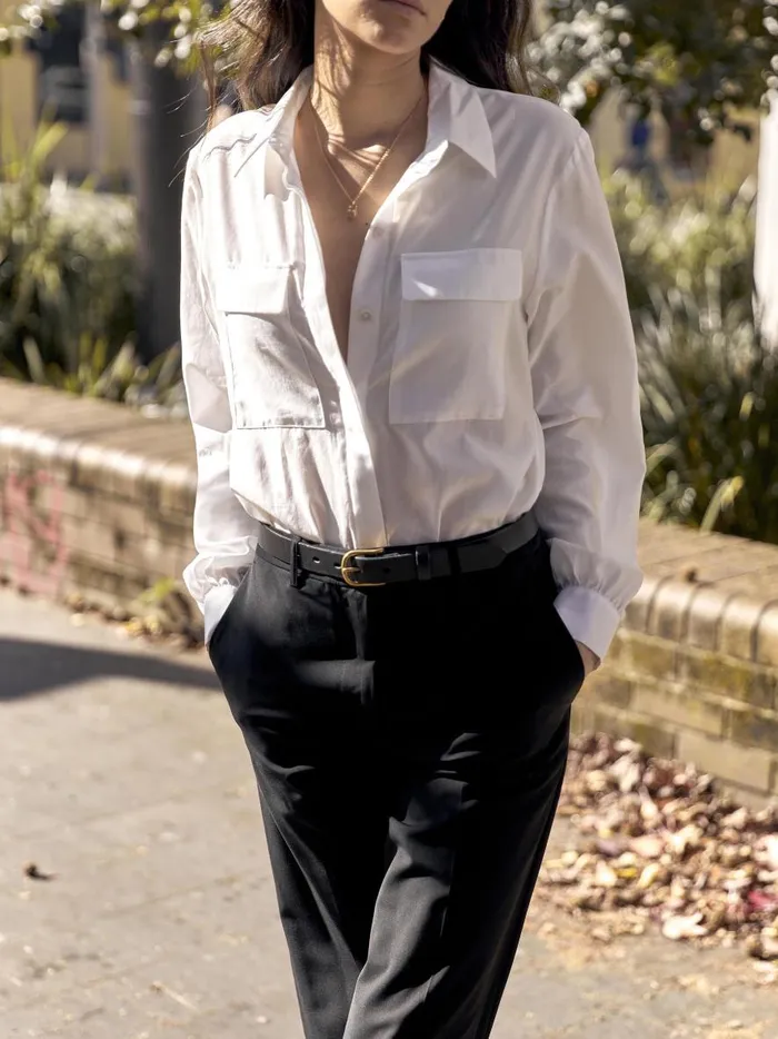 Women Classic Double Pocket Shirt White The UNDONE Tops