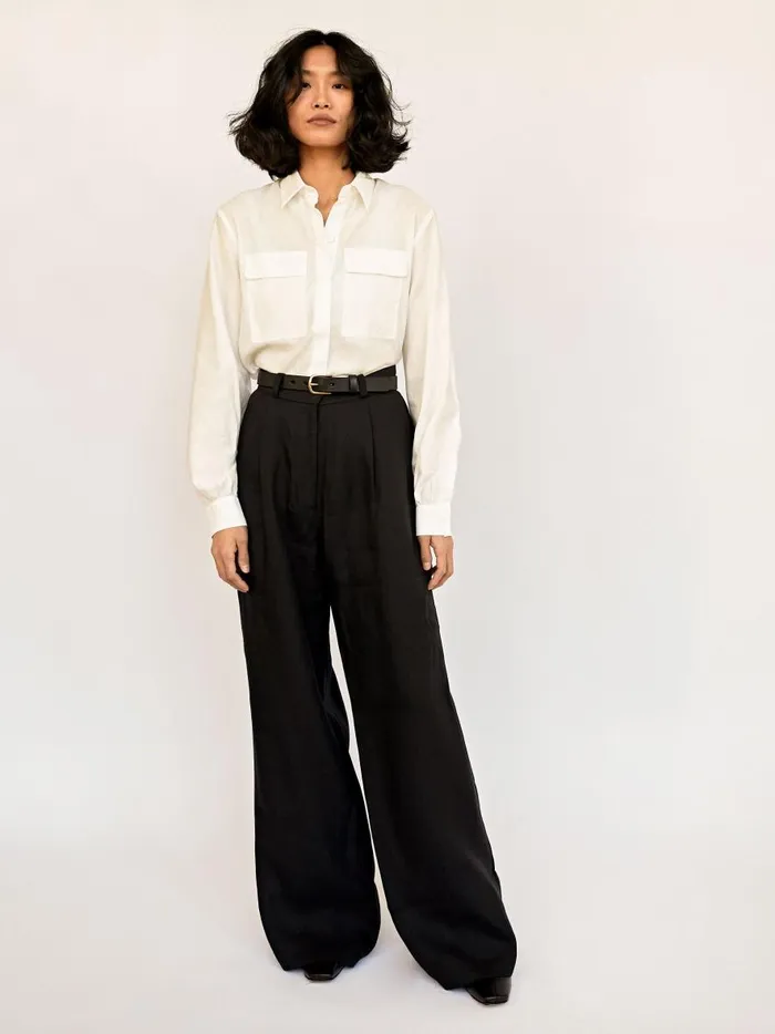 Women Classic Double Pocket Shirt White The UNDONE Tops