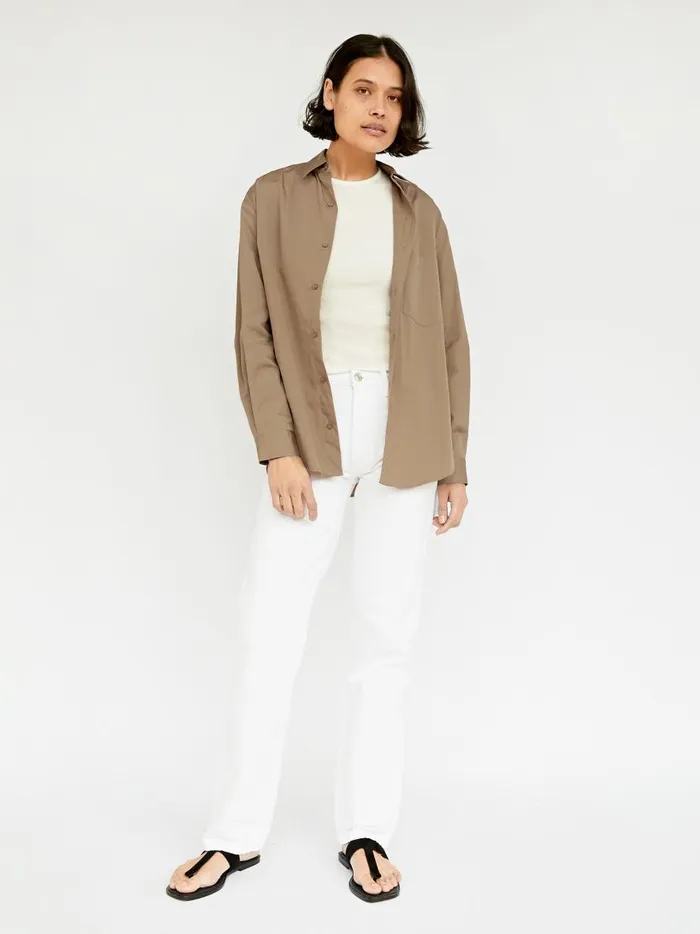 Women Classic Pocket Shirt Stone The UNDONE Tops