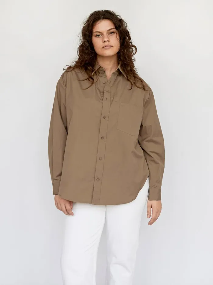 Women Classic Pocket Shirt Stone The UNDONE Tops