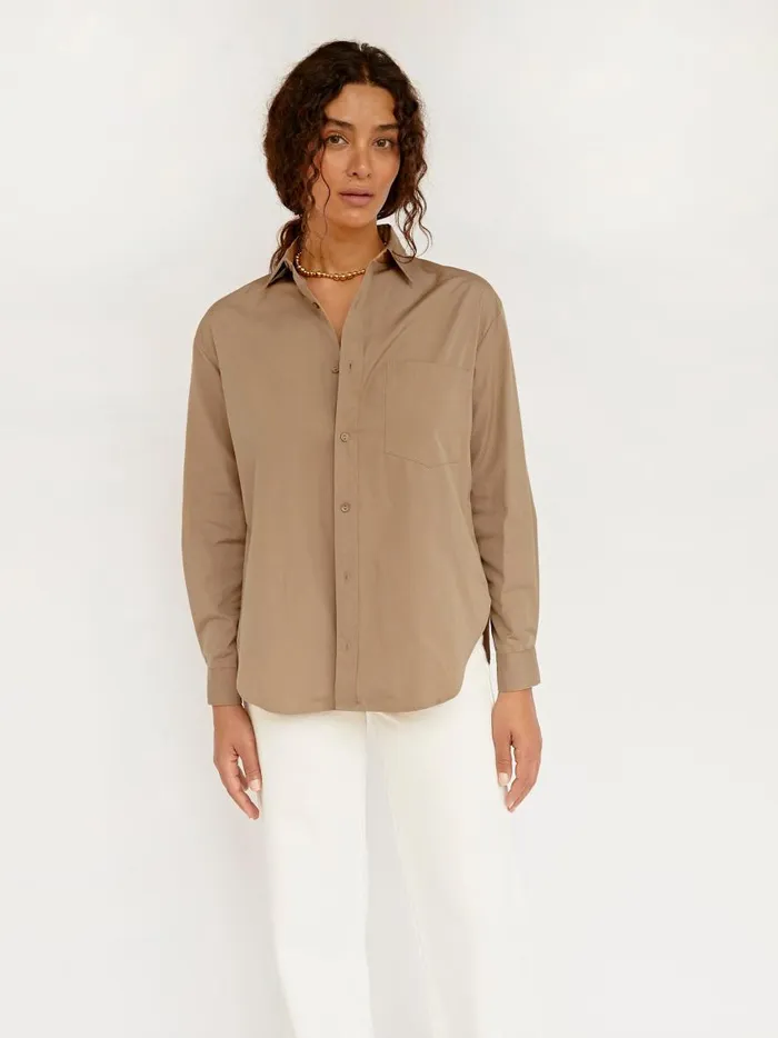 Women Classic Pocket Shirt Stone The UNDONE Tops