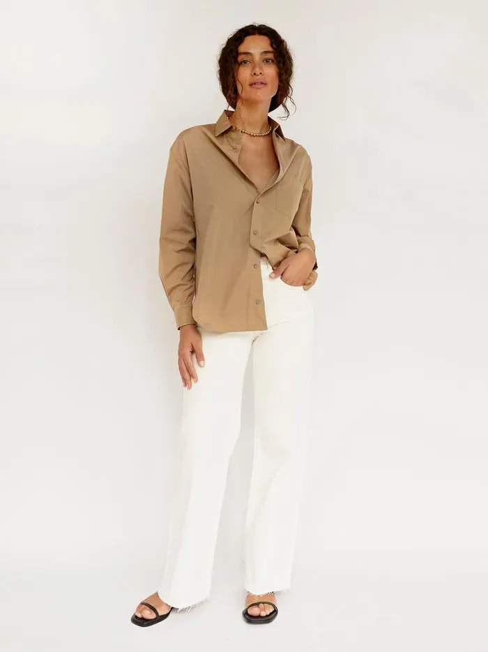 Women Classic Pocket Shirt Stone The UNDONE Tops