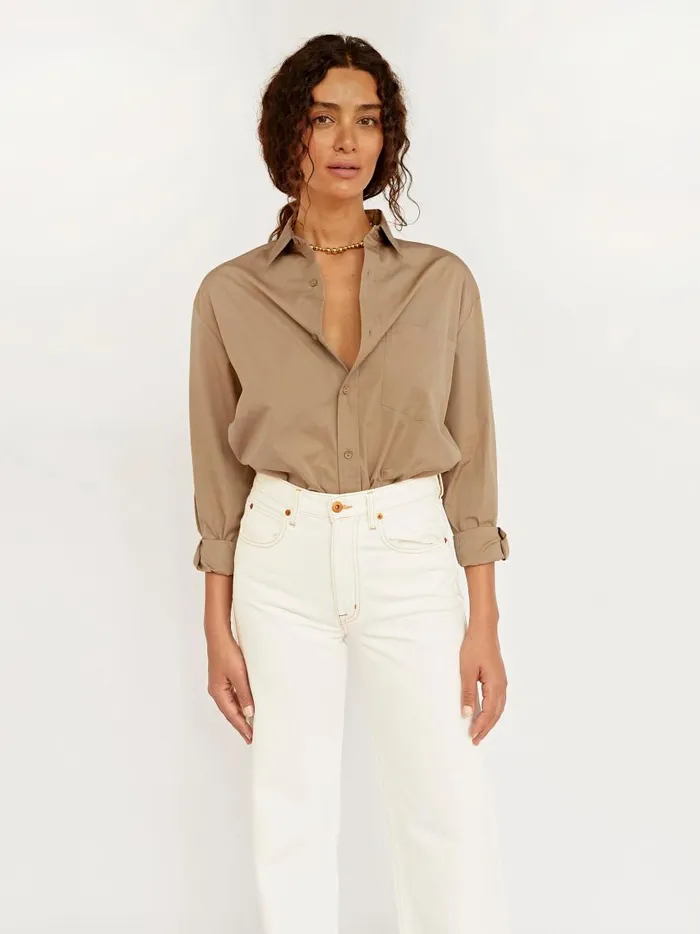 Women Classic Pocket Shirt Stone The UNDONE Tops