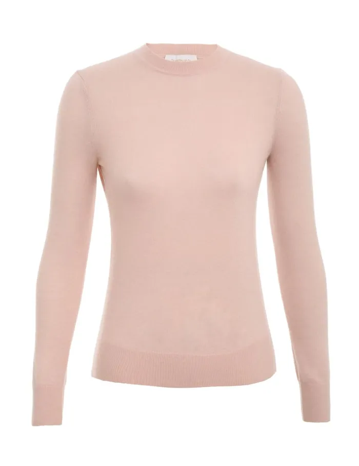 Women Clothing Zimmermann Classic Crew Neck Sweater Dusty Pink