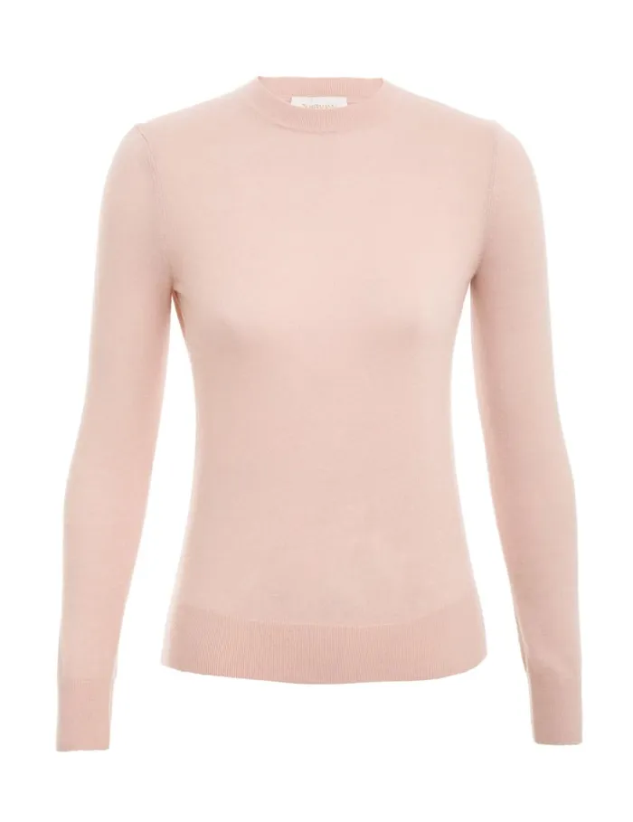 Women Clothing Zimmermann Classic Crew Neck Sweater Shell Pink