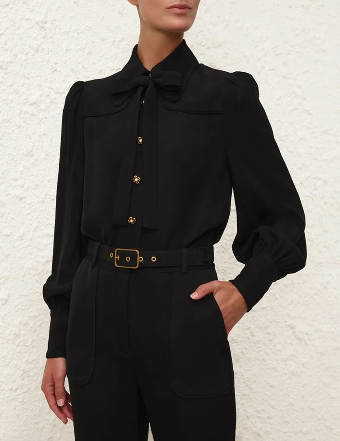 Women Clothing Zimmermann Collared Shirt Black