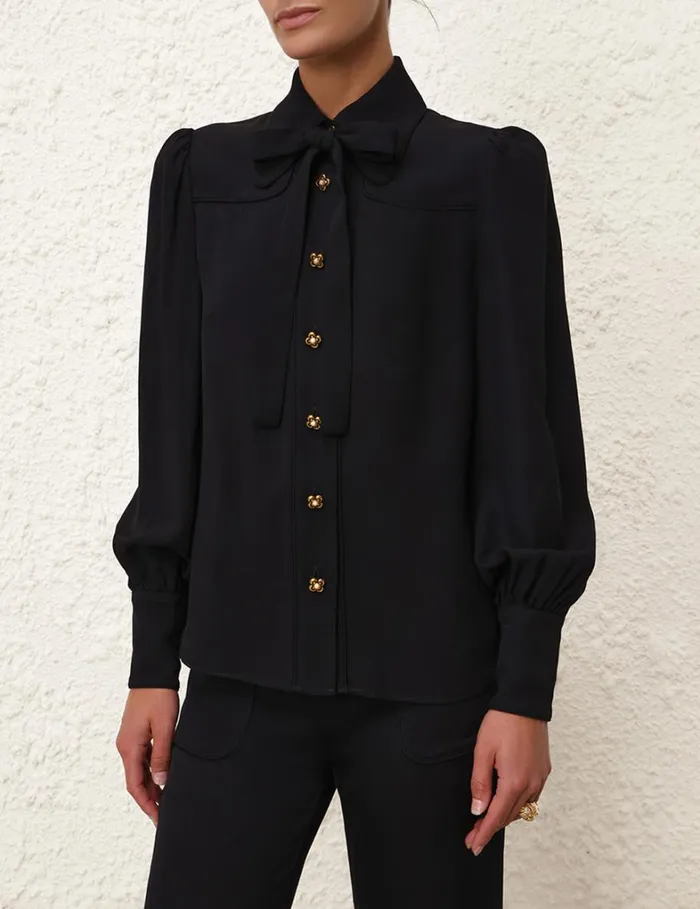 Women Clothing Zimmermann Collared Shirt Black
