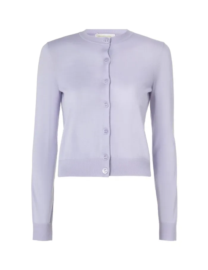 Women Clothing Zimmermann Crew Neck Cardigan Blue