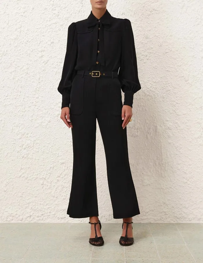 Women Clothing Zimmermann Crop Flare Pant Black