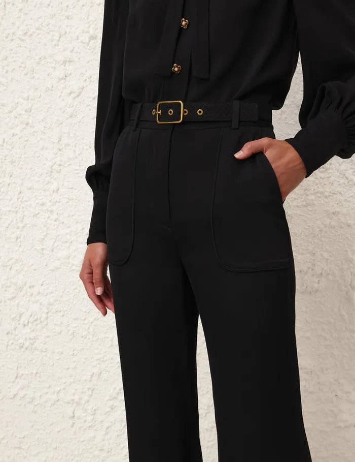 Women Clothing Zimmermann Crop Flare Pant Black