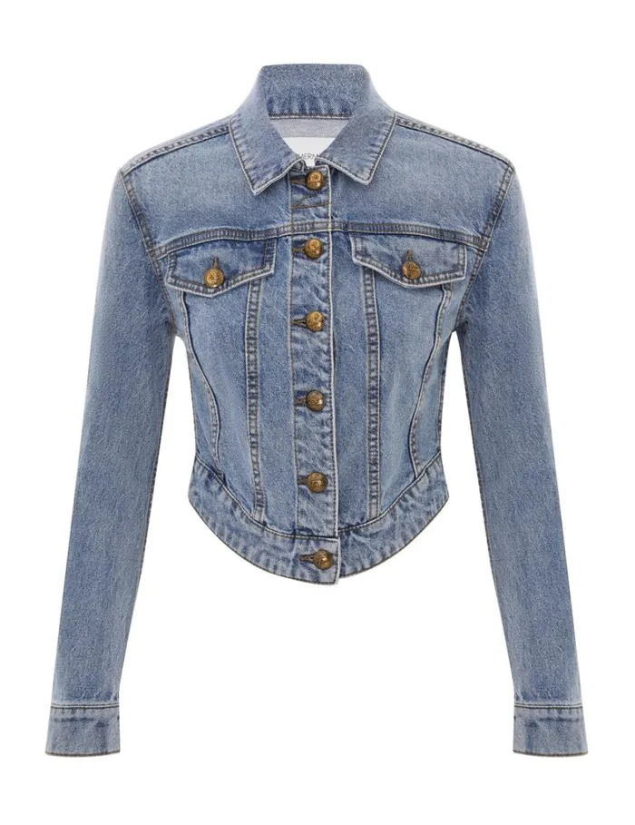 Women Clothing Zimmermann Denim Fitted Jacket Poseidon Blue