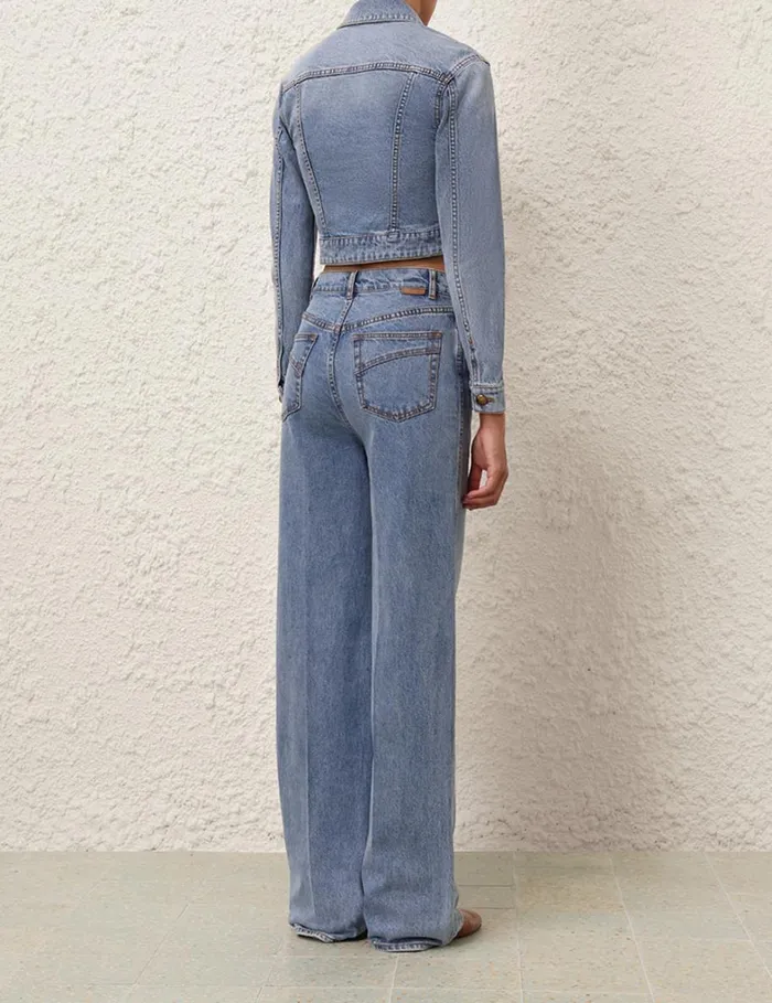 Women Clothing Zimmermann Denim Fitted Jacket Poseidon Blue