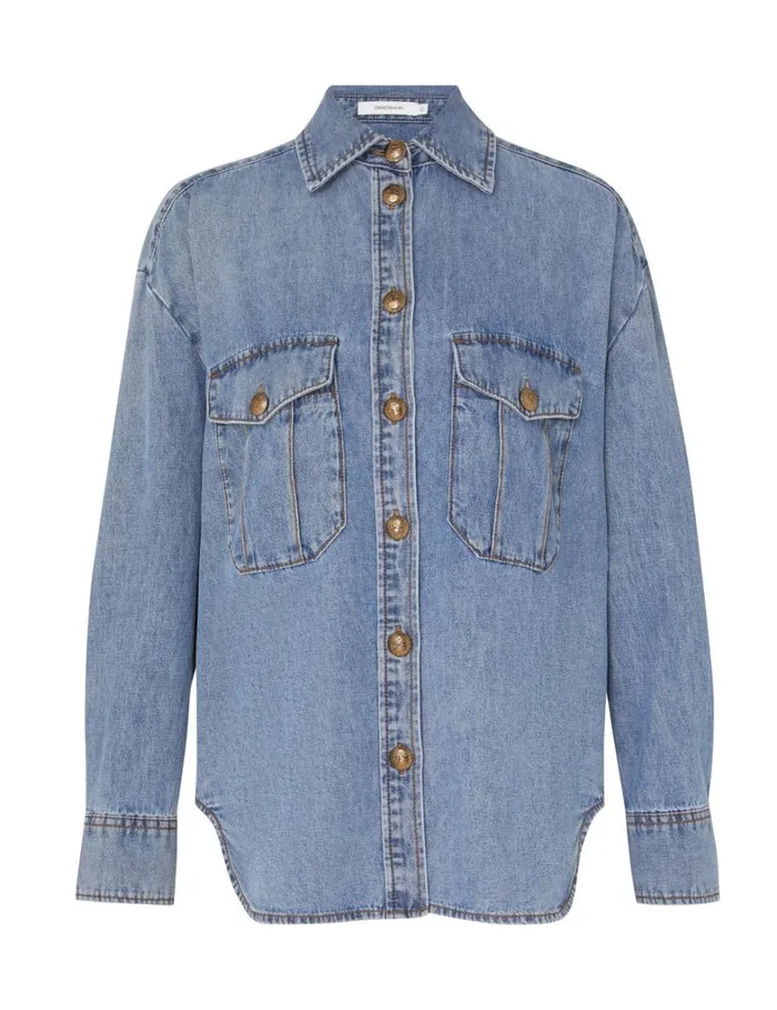 Women Clothing Zimmermann Denim Oversize Shirt Poseidon Blue