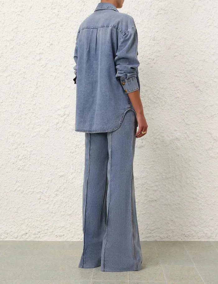 Women Clothing Zimmermann Denim Oversize Shirt Poseidon Blue
