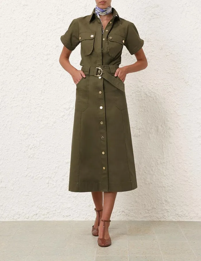 Women Clothing Zimmermann Denim Wrap Skirt Olive