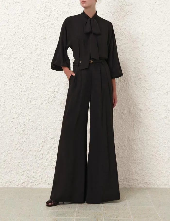 Women Clothing Zimmermann Double Tuck Pant Black