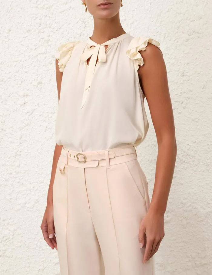 Women Clothing Zimmermann Frilled Tank Cream