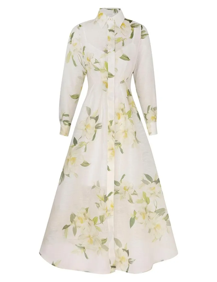 Women Clothing Zimmermann Harmony Draped Shirt Dress Ivory Magnolia