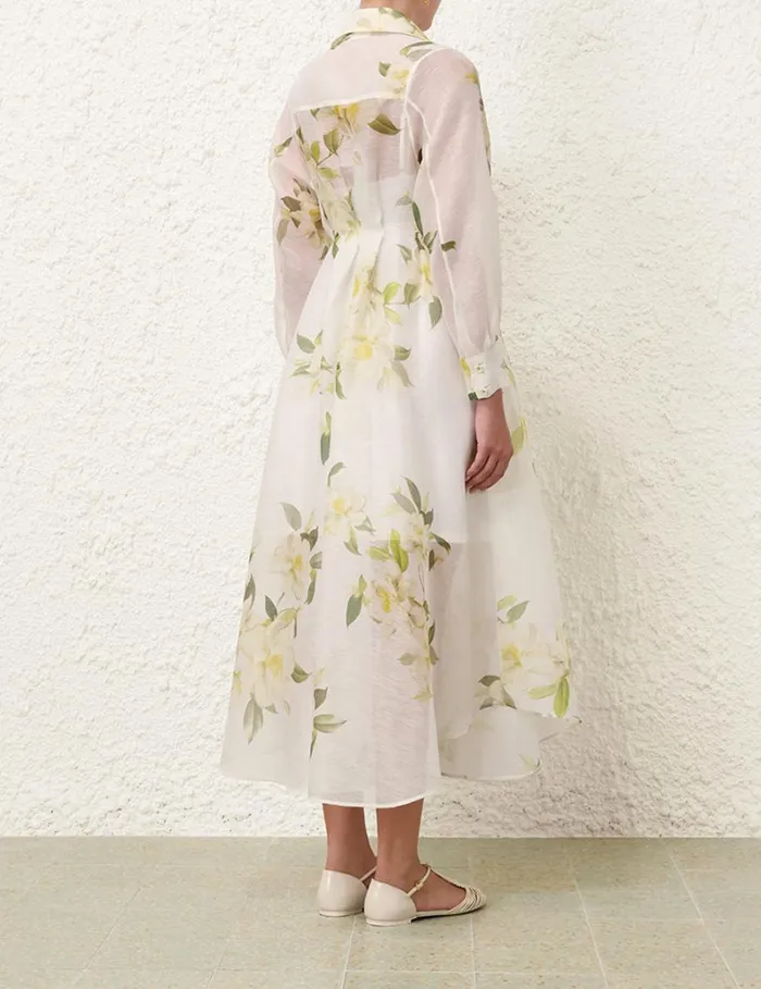 Women Clothing Zimmermann Harmony Draped Shirt Dress Ivory Magnolia