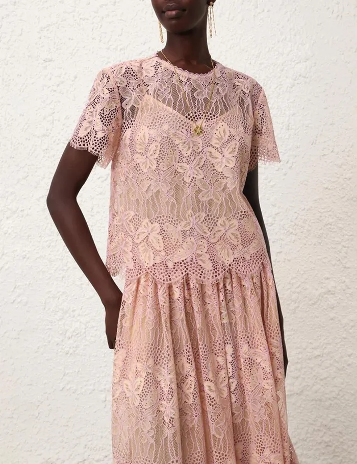 Women Clothing Zimmermann Harmony Lace Top Orchid