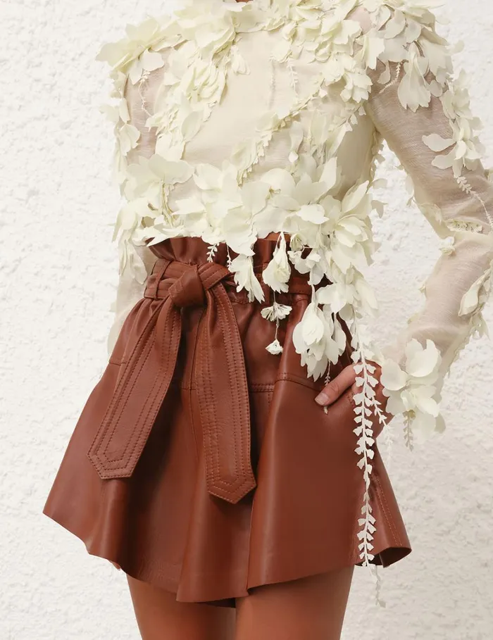 Women Clothing Zimmermann Harmony Leather Short Toffee