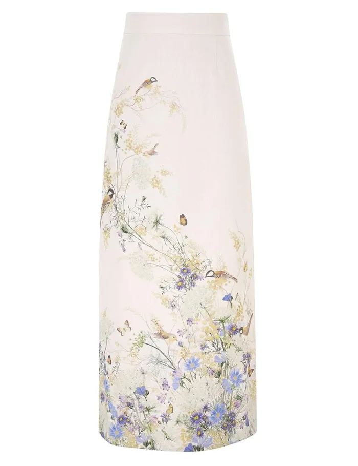 Women Clothing Zimmermann Harmony Pencil Midi Skirt Citrus Butterflies