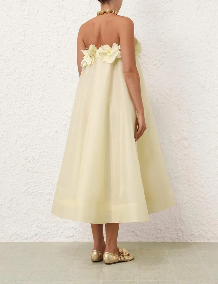 Women Clothing Zimmermann Harmony Strapless Midi Lemon