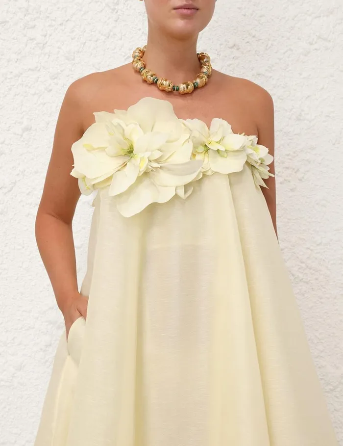 Women Clothing Zimmermann Harmony Strapless Midi Lemon