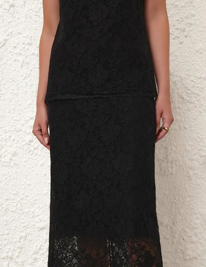 Women Clothing Zimmermann Lace Skirt Black