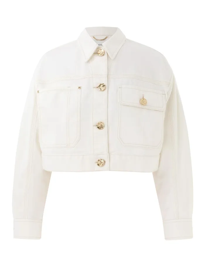 Women Clothing Zimmermann Matchmaker Boxy Denim Jacket Milk