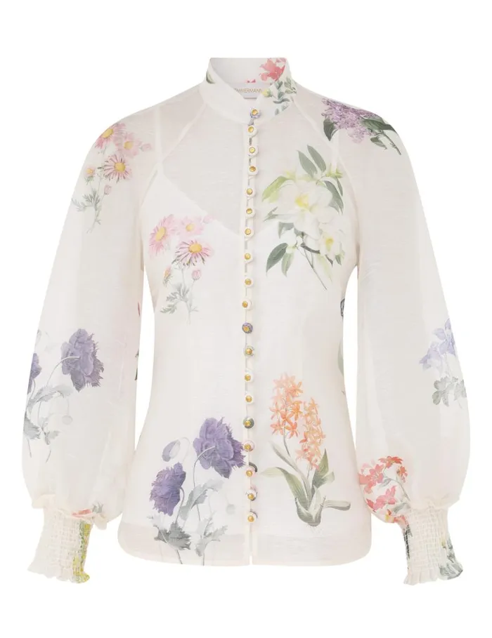 Women Clothing Zimmermann Natura Blouse Multi Botanical Ivory