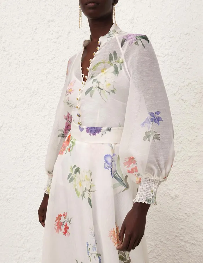 Women Clothing Zimmermann Natura Blouse Multi Botanical Ivory