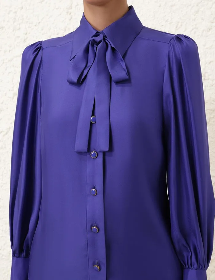 Women Clothing Zimmermann Natura Blouson Shirt Lapis