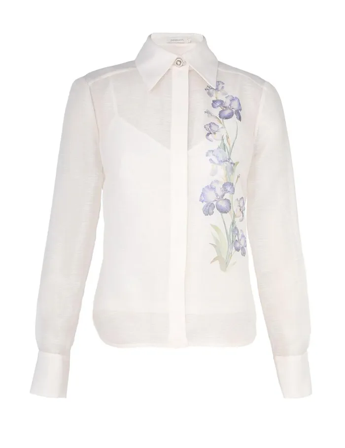 Women Clothing Zimmermann Natura Body Shirt Blue Iris