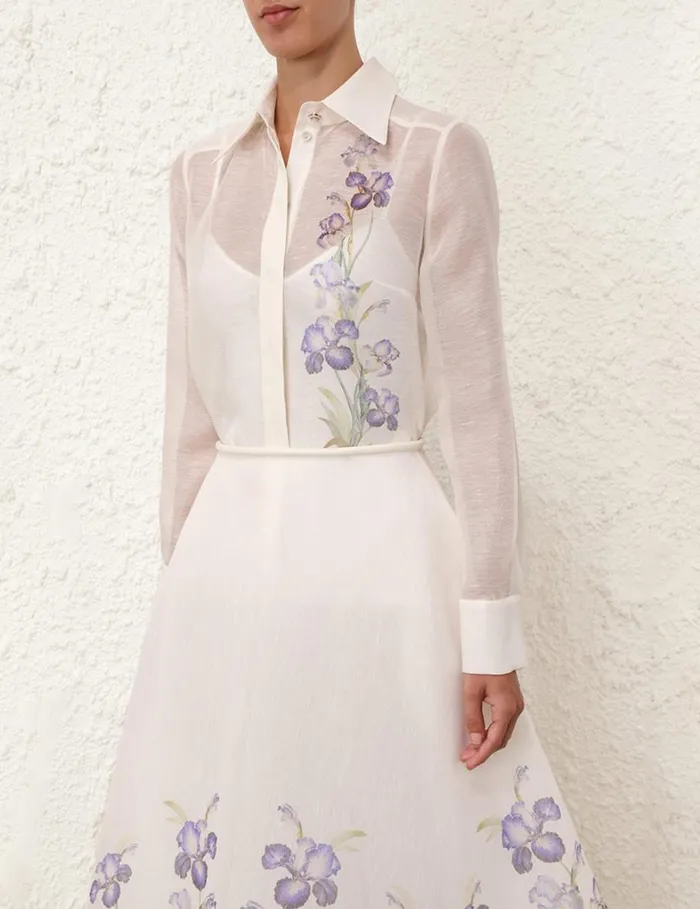 Women Clothing Zimmermann Natura Body Shirt Blue Iris