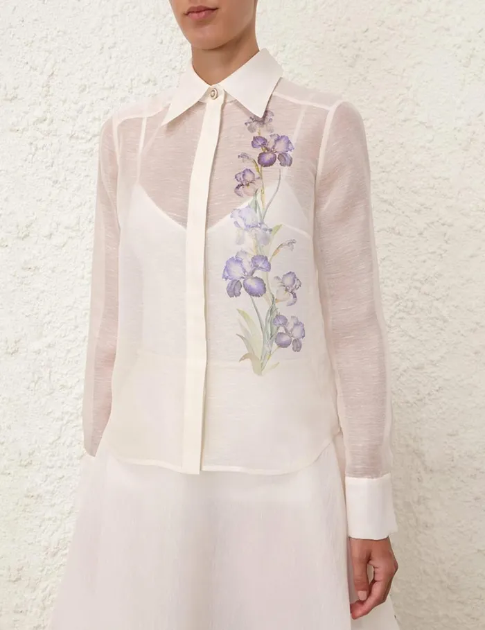 Women Clothing Zimmermann Natura Body Shirt Blue Iris
