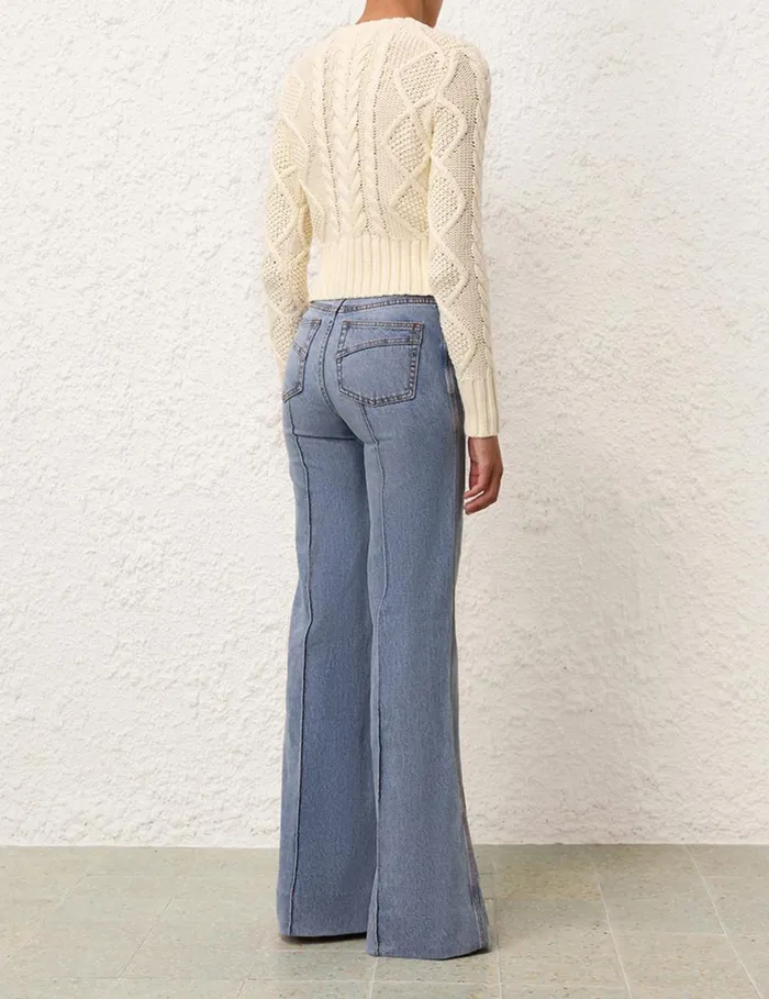 Women Clothing Zimmermann Natura Cable Sweater Cream