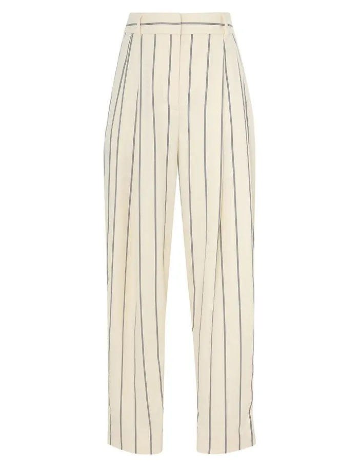Women Clothing Zimmermann Natura Cropped Barrel Pant Navycream Stripe