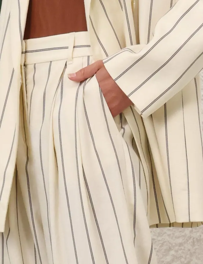 Women Clothing Zimmermann Natura Cropped Barrel Pant Navycream Stripe