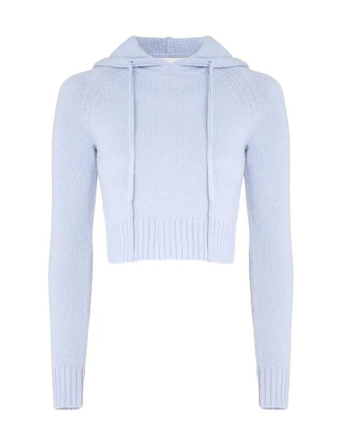 Women Clothing Zimmermann Natura Cropped Hooded Sweater Blue