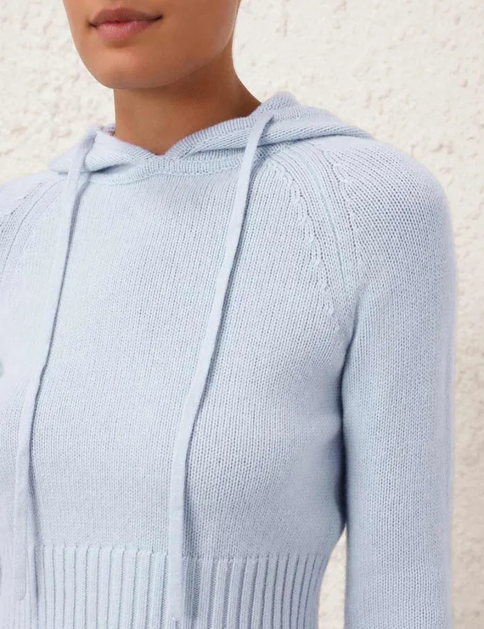 Women Clothing Zimmermann Natura Cropped Hooded Sweater Blue